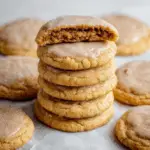 Soft and chewy brown sugar pop tart cookies stacked with cinnamon glaze