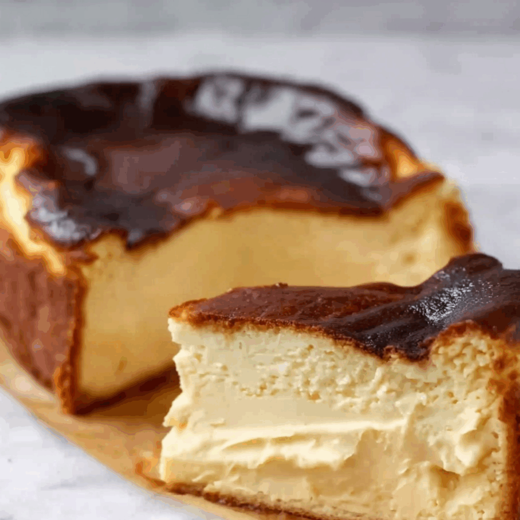 Burnt Basque Cheesecake with creamy center and caramelized top