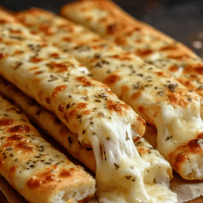 Cheesy breadsticks with garlic and melted mozzarella