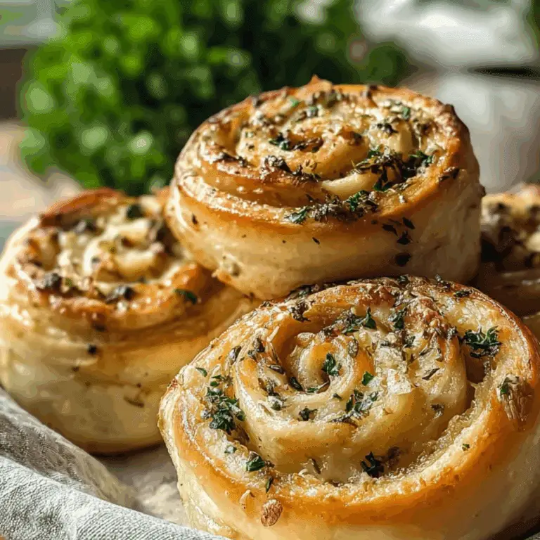 Garlic swirl rolls with herbs and melted butter close-up