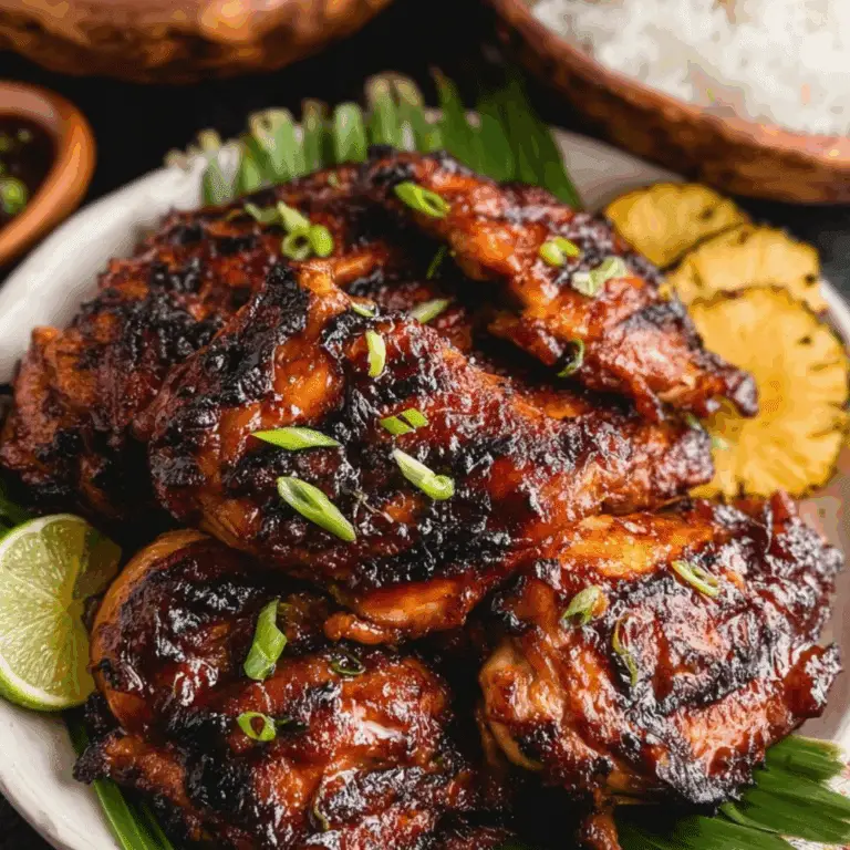 Grilled Huli Huli Chicken served with pineapple and rice