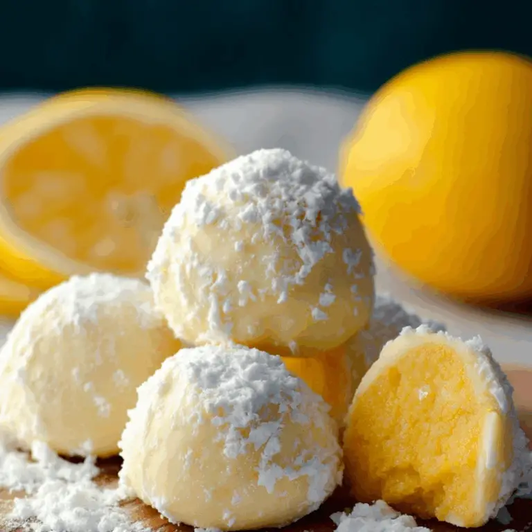 Creamy lemon truffles coated in powdered sugar