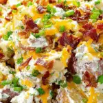 Loaded Baked Potato Salad with bacon, cheddar, and green onions