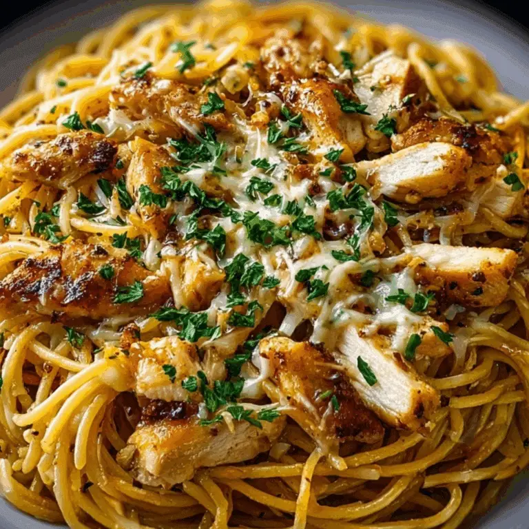 monterey chicken spaghetti topped with grilled chicken and cheese
