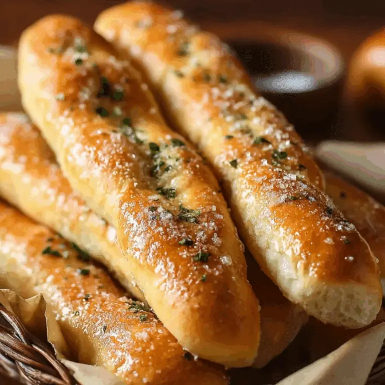 Olive Garden Breadsticks in a basket with garlic butter