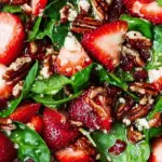 Spinach Strawberry Salad with Pecans close-up