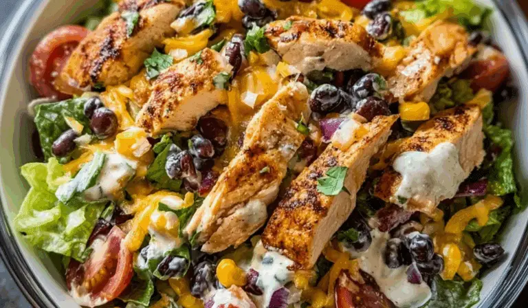 Zesty Southwest Chicken Salad with grilled chicken, black beans, and creamy dressing