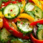 Cucumber Sweet Pepper Salad in a glass bowl