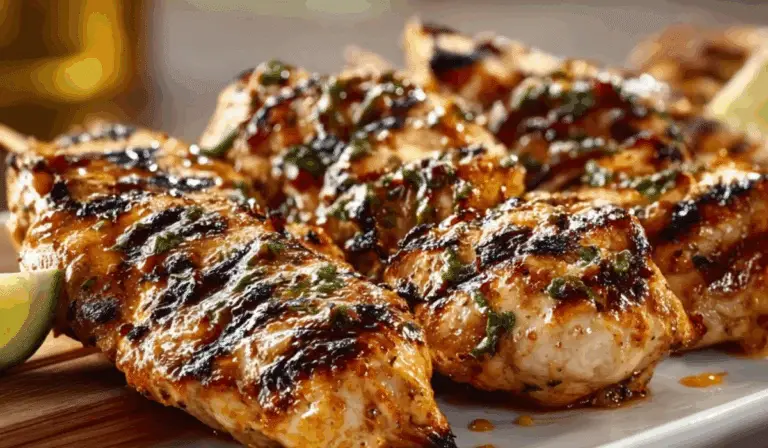 Key West Grilled Chicken with fresh herbs and char marks on a plate