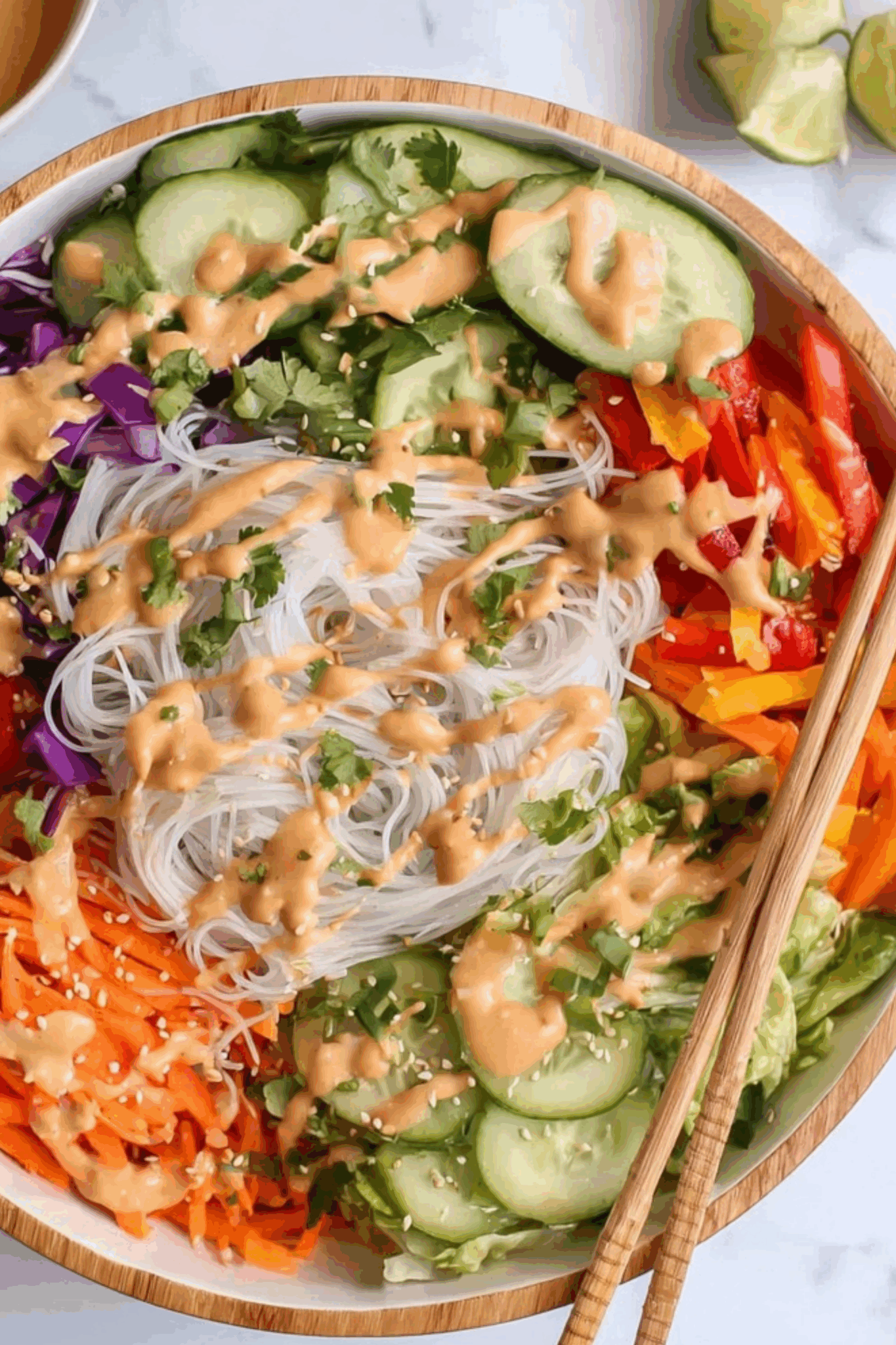 Spring Roll Salad with Peanut Sauce: 1 Delicious Fresh Favorite Recipe