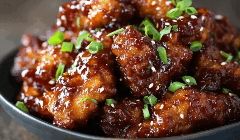 Sticky Honey Chicken glazed with honey and sesame seeds