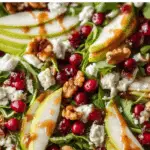 Christmas Salad with Honey Mustard Dressing served on festive table