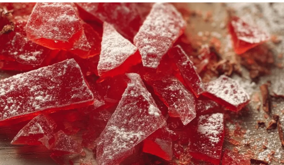 Old-Fashioned Cinnamon Rock Candy on baking tray