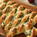 Christmas Tree Spinach Dip Breadsticks on festive table