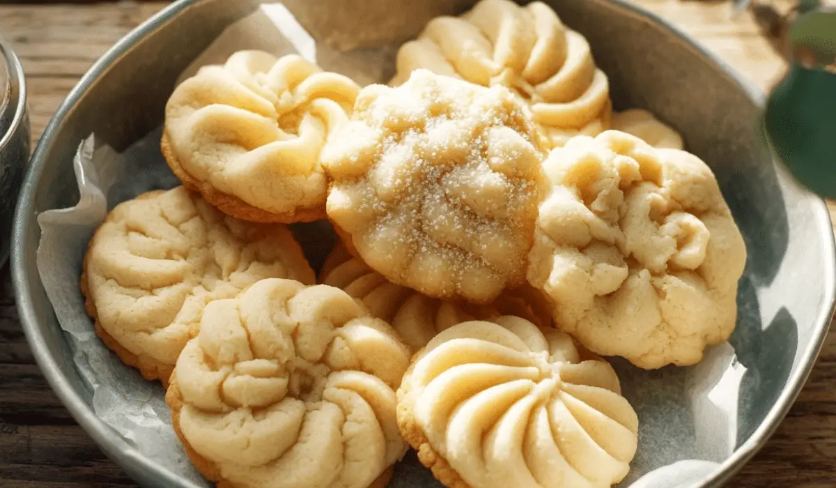 Soft Danish Butter Cookies on rustic plate