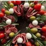 Christmas Antipasto Wreath with holiday decor