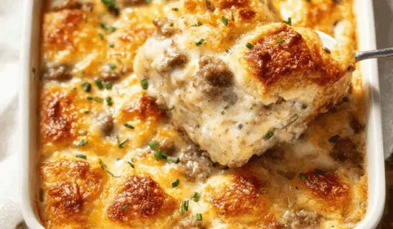 BISCUITS AND Gravy Breakfast Casserole fresh baked