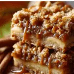Salted Caramel Apple Crumble Bars Fall Treat on Parchment