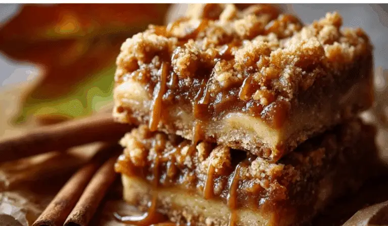 Salted Caramel Apple Crumble Bars Fall Treat on Parchment