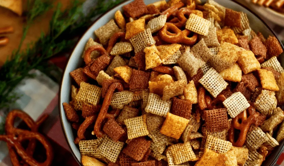 Extra Bold Savory Chex Mix in a bowl