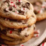 peppermint chocolate chip cookies stacked holiday table