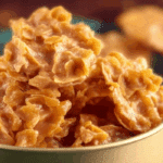 Cornflake Candy stacked in a festive tin