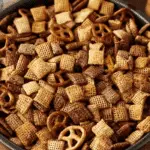 Simple Homemade Chex Mix Classic in a rustic bowl