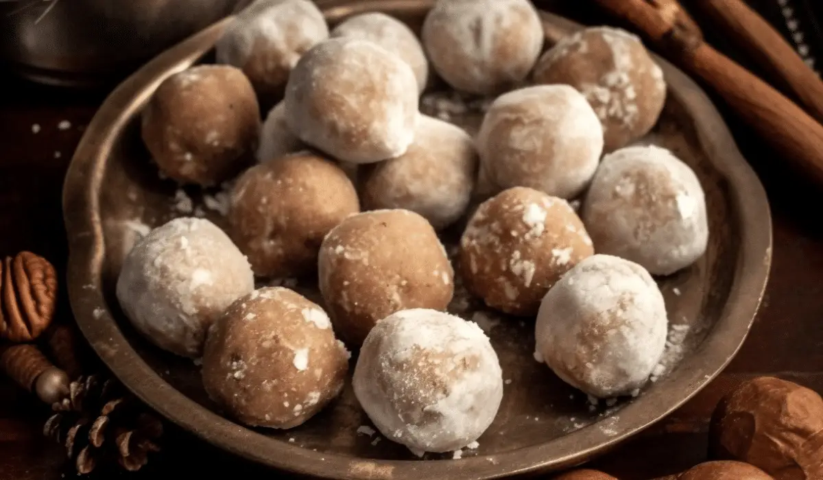 Old Fashioned Bourbon Balls on festive tray