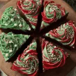 Frosted Christmas Brownies with holiday decorations