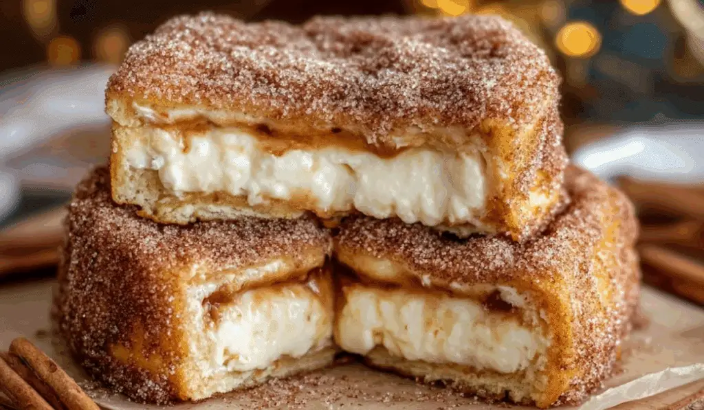 churro cheesecake sliced