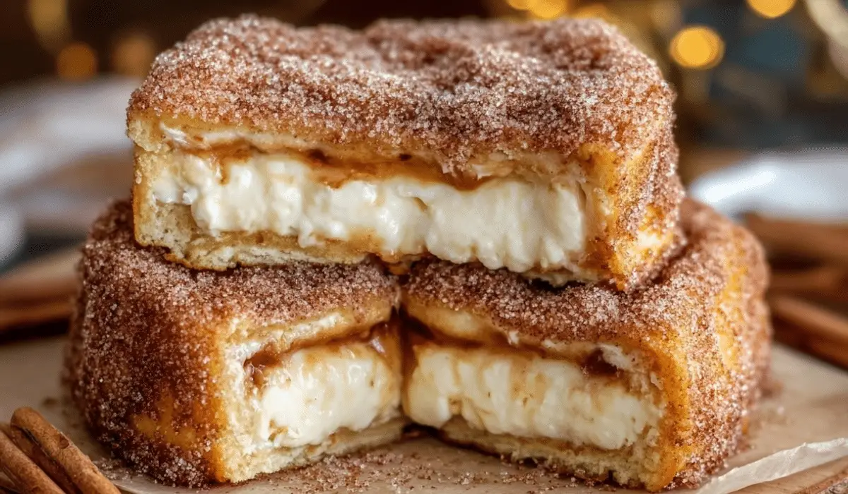 churro cheesecake sliced