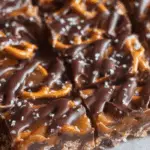 Salted Chocolate and Caramel Pretzel Bars on tray
