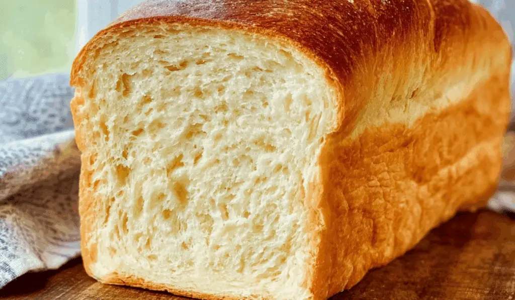 Soft Amish White Bread loaf fresh from oven