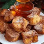 Eggnog French Toast Bites on festive breakfast table