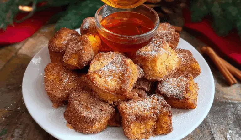 Eggnog French Toast Bites on festive breakfast table