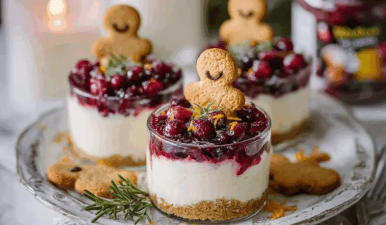 White Chocolate Cheesecakes with Mulled Wine Fruit holiday dessert