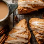 Maple Chai Glazed Scones on a rustic table