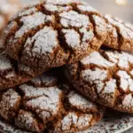 Gingerbread Crinkle Cookies on a festive holiday table