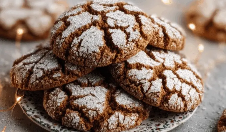 Gingerbread Crinkle Cookies on a festive holiday table