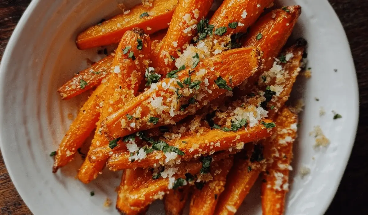 Roasted Garlic and Parmesan Carrots on plate