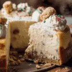 Sugar Cookie Cheesecake topped with whipped cream and cookie crumbles
