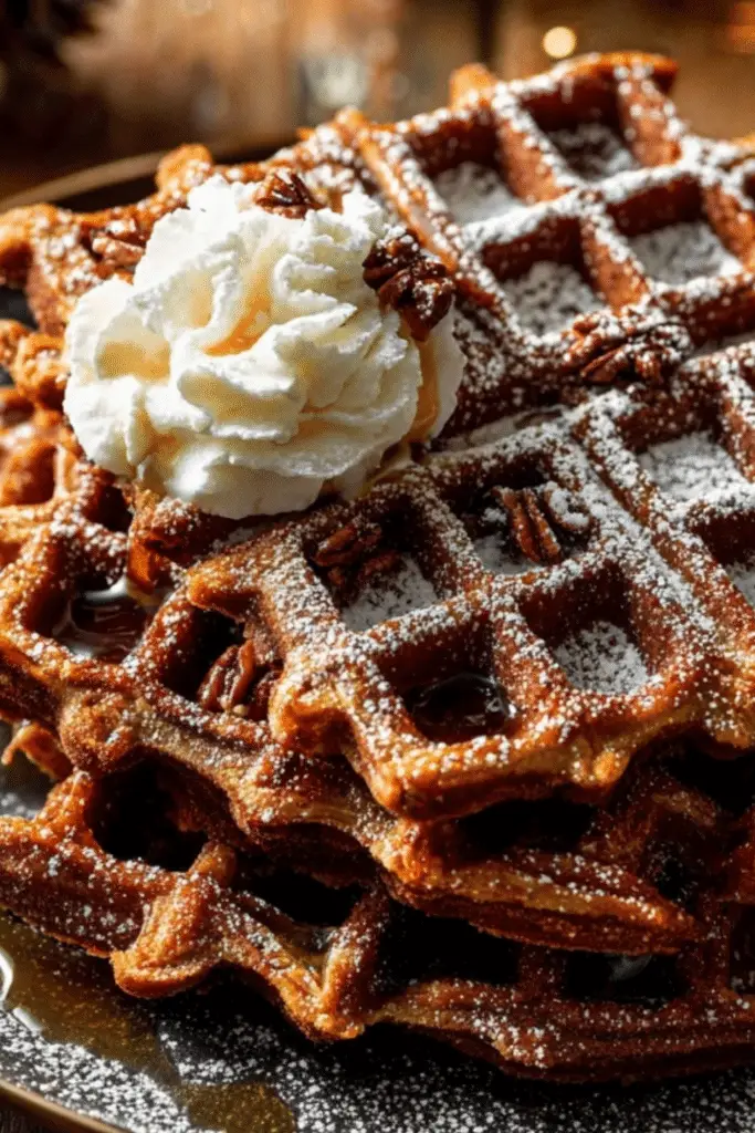 Easy Gingerbread Waffles served warm with toppings