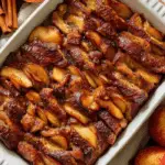 Baked Apple Cider French Toast in fall setting