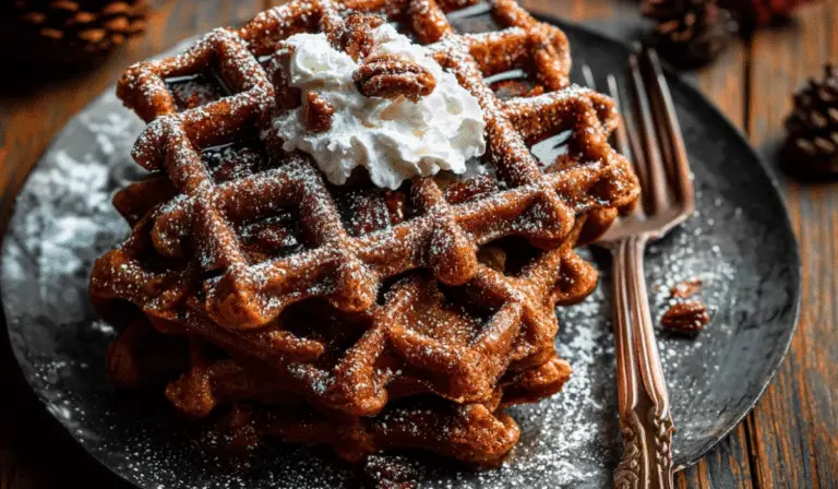 Easy Gingerbread Waffles served warm with toppings