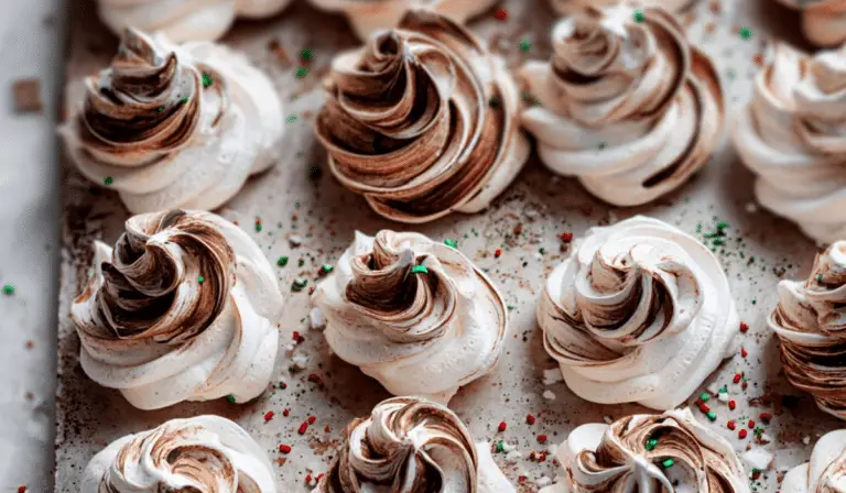Chocolate Swirled Meringue Cookies on tray