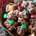 Christmas Crock Pot Candy on a holiday tray