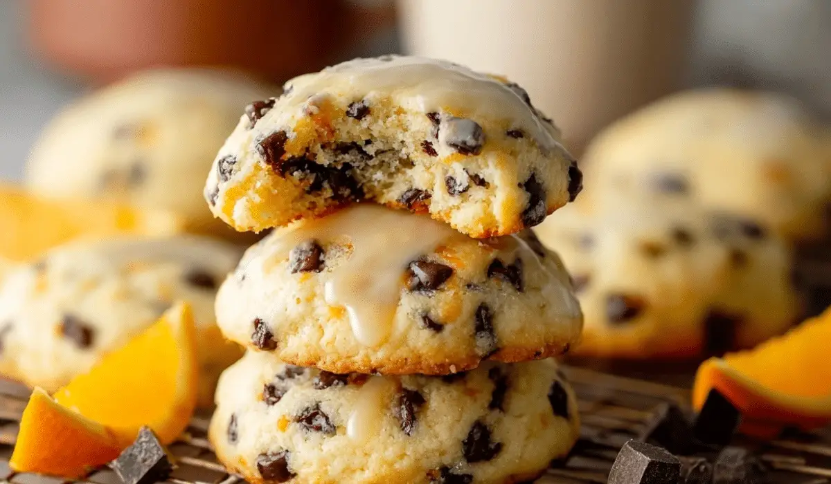 Orange Chocolate Chip Ricotta Cookies fresh out of oven