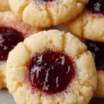 Soft Christmas Thumbprint Cookies on holiday table