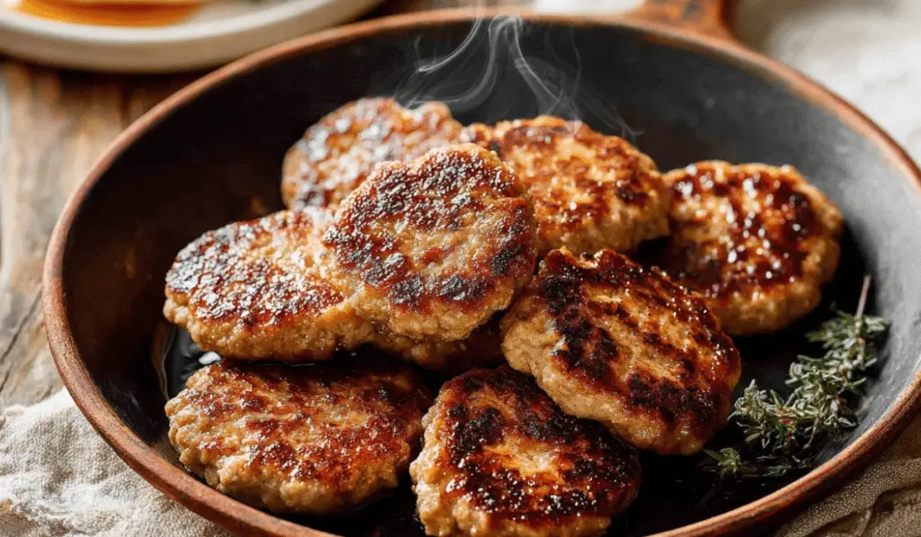 Maple Chicken Breakfast Sausage in Cast Iron Skillet