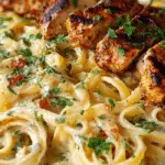 Cajun Chicken and Garlic Parmesan Linguine dish